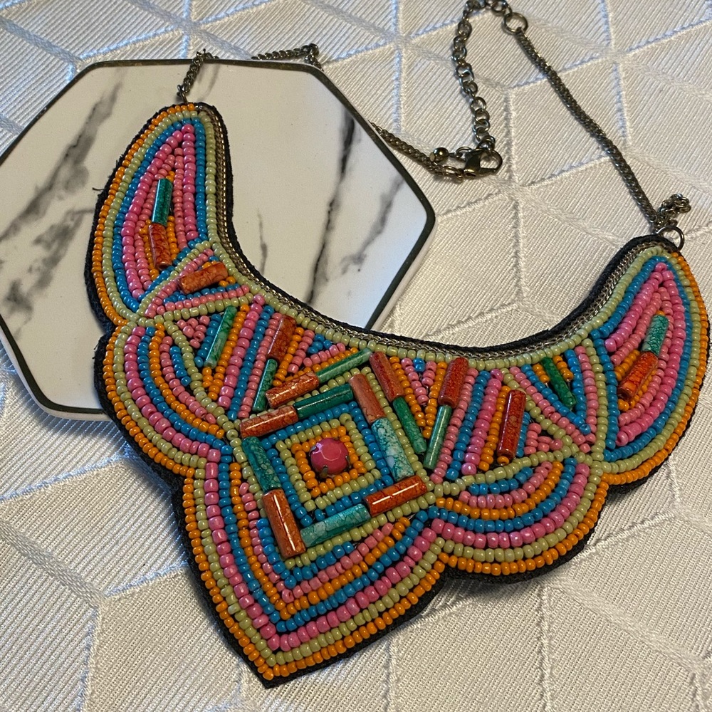 Multiple Beaded Statement Necklace-Collar Necklace - image 2